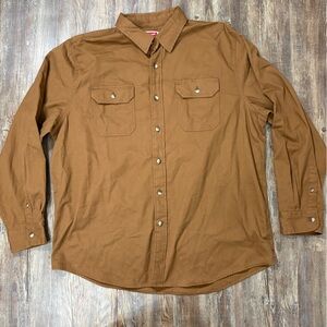 Wrangler Button-Down Shirt Men's XL Brown Outdoors Workwear Gorpcore Retro Basic